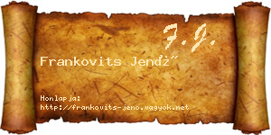 Frankovits Jenő névjegykártya